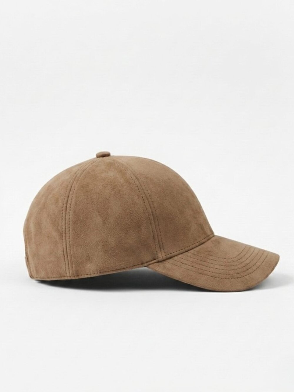 Taupe Suede Baseball Cap – Minimal No Logo Quiet Luxury Neutral - Picture 2 of 2
